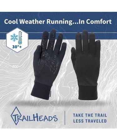 TrailHeads Women's Running Gloves | Lightweight Touchscreen Gloves - Black, Medium - Buy Online on SooperMarket.com