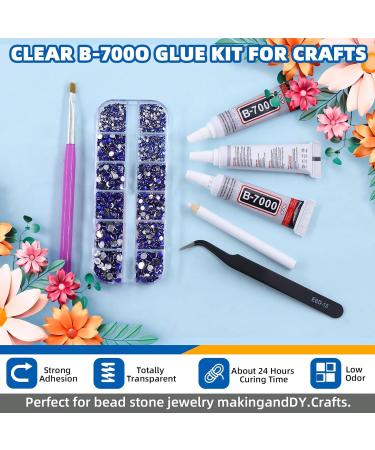 GLARKS B7000 Jewelry Adhesive Glue with Rhinestone Gems Kit 2600Pcs Dark Blue Rhinestones with Gems Adhesive Flat Back Gems Crystal Rhinestones with 6Pcs Dotting Tools for Craft Nail Art - Buy Online on SooperMarket.com