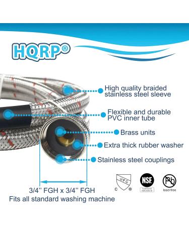 HQRP Premium Stainless Steel Washing Machine Hoses 4-FT (2-Pack) | Burst Proof Red & Blue Striped 4-Foot Straight Hoses - Buy Online on SooperMarket.com