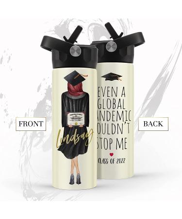 Graduation Gifts for Her  Personalized Water Bottle for Women - 14 or 20 Oz - Custom Hair Styles  Hood & Skin Color - Custom Graduation Gift w/ Name & Text  High School  College  Class of 2022 Gifts GRADUATION WATER BOTTLE - Buy Online on SooperMarket.com