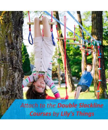 Lily's Things Trapeze Swing Bar with Gymnastic Rings - Ninja Warrior Accessories for Kids - Easy Attachment to Home Playground Equipment - Buy Online on SooperMarket.com