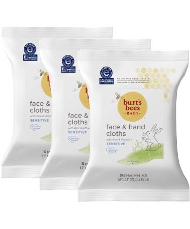 Burt's Bees Baby Face & Hand Cloths With Aloe & Vitamin E Sensitive 30 Pre-Moistened Cloths