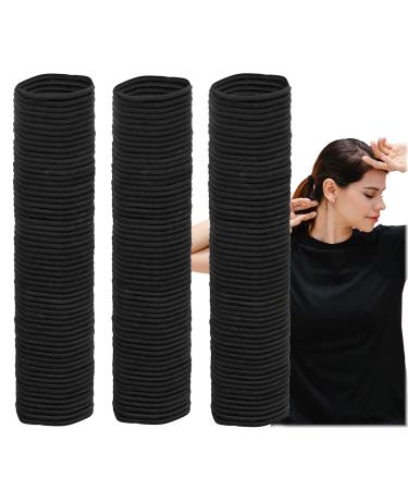 Iconikal Simple Pampering Non-Metal Elastic Hair Ties Bulk Pack 4mm Thick Black 180-Count