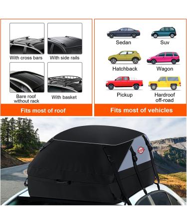 20 Cubic Feet Waterproof Car Rooftop Cargo Carrier | Soft Shell Roof Bag for All Cars | 6+8 Reinforced Straps and Storage Bag Included - Buy Online on SooperMarket.com