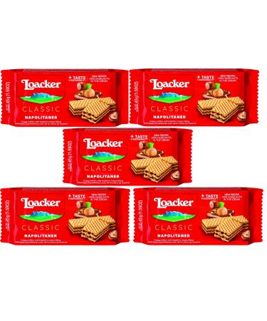 5x Loacker Classic Wafer Biscuit Cookie with Hazelnut Cream 45g