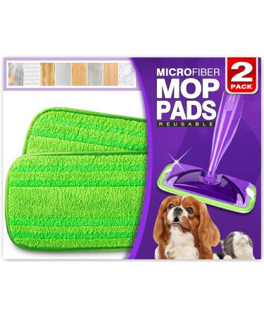 Orighty Reusable Mop Pads Compatible with Swiffer WetJet - Microfiber Pad Refill Machine Washable for Household Cleaning - Cleaning Floor Mop Head Pads Work Wet and Dry - Pack of 2