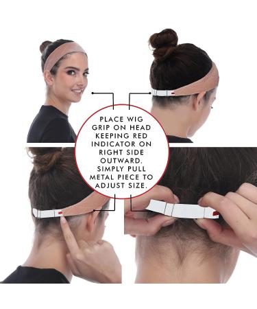 Madison Headwear Wig Grip Headbands for Women - Adjustable Velvet Comfort - No-Slip Lightweight Material - Beige - Buy Online on SooperMarket.com