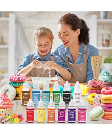 12 Colors x 10ml Food Coloring Set for Baking & Cake Decorating - Food Grade Dye for Fondant, Slime Making, DIY Supplies - 0.35 Fl. oz/Bottles - Buy Online on SooperMarket.com