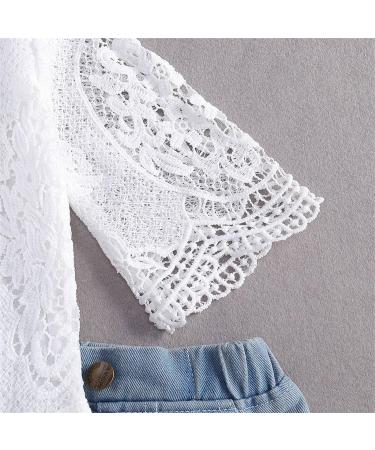 Baby Girl White Lace Ruffle Romper Top + Jeans Shorts Clothing Set 18-24 Months - Buy Online on SooperMarket.com