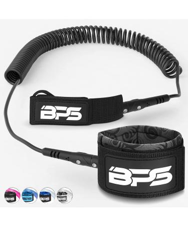 BPS 'Storm' Premium Surf SUP Leash 10 Foot Coiled Leash  Choose Color and Bundle Koru Black SUP Leash