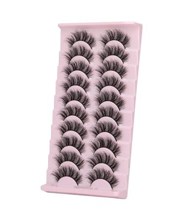 WiWoseo 10 Pairs Natural Faux Mink 3D False Eyelashes - Wispy & Fluffy - Buy Online on SooperMarket.com