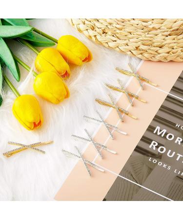 10-Piece Rhinestone X-Shaped Hair Pins | Cute & Shiny Hair Accessories for Women & Girls - 2 Colors - Buy Online on SooperMarket.com