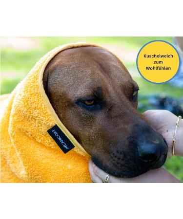 Canicoat Dog Towel SECCARE Set with Glove - Oeko-Tex Certified Microfiber Suction-Strong & Fast Drying (S/M Yellow) | International Shipping - Buy Online on SooperMarket.com
