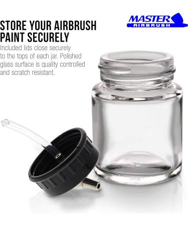 Master Airbrush 10-Pack TB-003 3/4oz Glass Jar Bottles with 60 Adaptor - Compatible with Single-Action Siphon Feed Airbrushes - Fits Badger, Paasche, Iwata - Buy Online on SooperMarket.com
