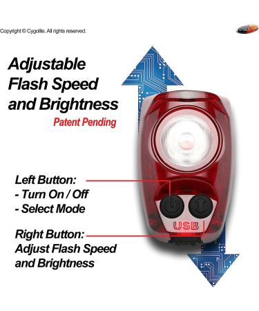 Cygolite Hotshot Pro 200 Lumen Bike Tail Light | USB Rechargeable | 6 Night & Daytime Modes | Adjustable Flash Speeds | IP64 Water Resistant - Buy Online on SooperMarket.com
