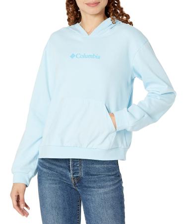 Columbia Women's Logo Iii French Terry Hoodie Spring Blue/Atoll Logo Large