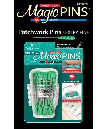 Taylor Seville Originals Comfort Grip Magic Pins Patchwork Extra Fine -Quilting Supplies-Sewing Supplies-Sewing Notions-100 Count