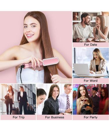 Professional Ceramic Ionic Hair Straightener Brush - Anti-Scald Fast-Heat for Home, Travel & Salon - Buy Online on SooperMarket.com