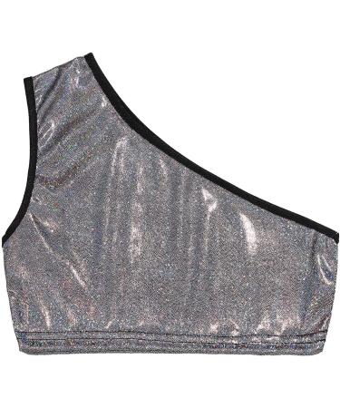 KKmeter Kids Girls One-Shoulder Sequins Dance Crop Top Performance Tank Vest 9-10 Black - Buy Online on SooperMarket.com