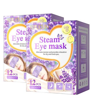 TIVLON Self Heating Eye Mask 24Pcs Steam Eye Mask Sleeping Eye Mask Eyestrain Relief Dry Eyes Disposable Moisturising Hot Compress Eye Mask Improves Sleep Quality Lavender Flavour