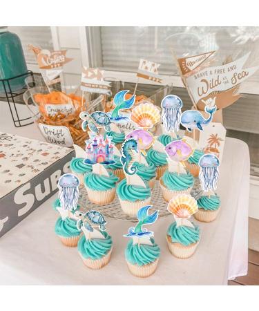 32 Pack Mermaid Cupcake Toppers Under The Sea Octopus Starfish Mermaid Tail Cupcake Picks Jellyfish Seahorse Coral Cupcake Decorations for Baby Shower Under The Sea Party Birthday Cake Decorations - Buy Online on SooperMarket.com