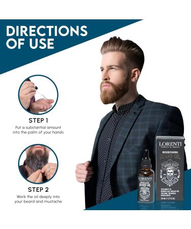 Lorenti Men Nourishing Beard Oil - Vitamin E & Moroccan Argan Oil Moisturizer | 50ml | International Shipping Available - Buy Online on SooperMarket.com