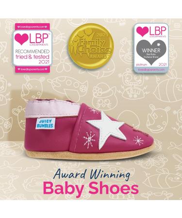 Soft Sole Baby Shoes for Girls and Boys | Leather Toddler Walking Shoes | 0-6 Months | Pink Stars - Buy Online on SooperMarket.com