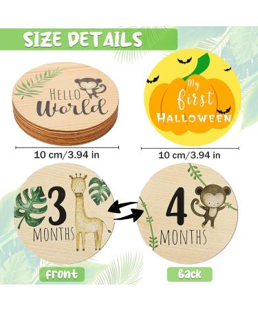 Baby Milestone Cards Set | 7 Wooden Monthly Cards & 8 Festival Stickers | Baby First Year Growth Props for Unisex | Baby Shower Gifts - Buy Online on SooperMarket.com