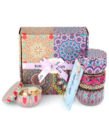 Edimens fragrance candles gift set 4 pieces of aromatherapy candles set for women large soy wax candles gift 5 oz portable travel cans for mother's day Christmas birthday Valentine's Day bathroom yoga lavender vanilla rose lemon