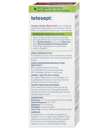 Tetesept Back Heat Bath - Mineral Salts Relaxing Bath Additive for Warmth & Relief - 125ml International Shipping - Buy Online on SooperMarket.com