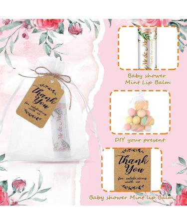 Shop Loopeer 50 Set Bridal Shower Favors - Lip Balm Organza Bags & Thank You Tags for Weddings & Bachelorette Parties - Bulk Souvenirs (Pink Flower - Buy Online on SooperMarket.com