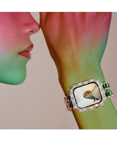 Surace Apple Watch Case 44mm with 300 Diamonds and Screen Protector - Rainbow Iridescent Bling Cover for Apple Watch Series 6/5/4/3/2/1 - Tempered Glass Protective Cover - Buy Online on SooperMarket.com
