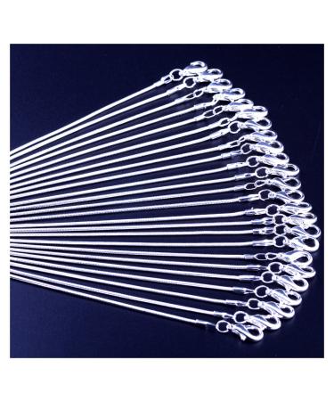 Snake Chain Necklace White Brightening 24pcs 925 Silver Plated 1.2mm DIY Shining Link with Lobster Clasps for Jewelry Making (16 inch, Shining White Brightening) 16 inch Shining White Brightening