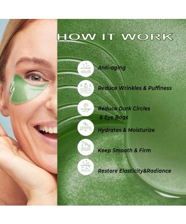 CCbeauty Green Tea Under Eye Masks - Collagen Eye Patches for Dark Circles Puffiness & Wrinkles - 30 Pairs Hydrating Gel Pads for Skincare - Buy Online on SooperMarket.com