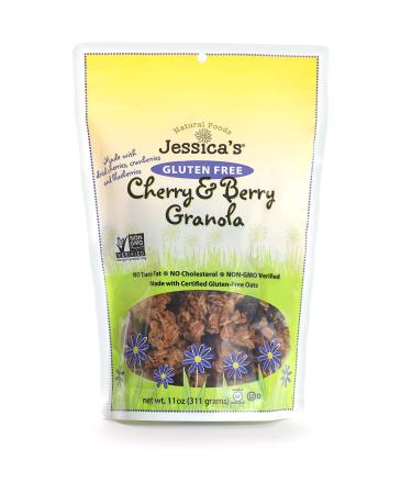 Jessica's Natural Foods Gluten-Free Cherry & Berry Granola 11 oz. - All-Natural Granola, Non GMO Breakfast Cereal and Snack, Certified Gluten Free - Cherry & Berry