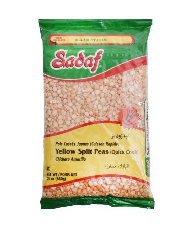 Sadaf Yellow Split Peas -24 oz. Quick Cook - Dried Yellow Split Peas - Natural, Vegan, Kosher - Product of USA