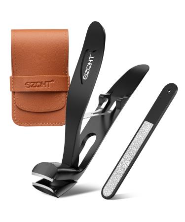 Experience Nail Perfection: Premium Stainless Steel Nail Clippers Toenail Clipper with Ergonomic Design Built-in Storage and Heartfelt Gift Appeal Black