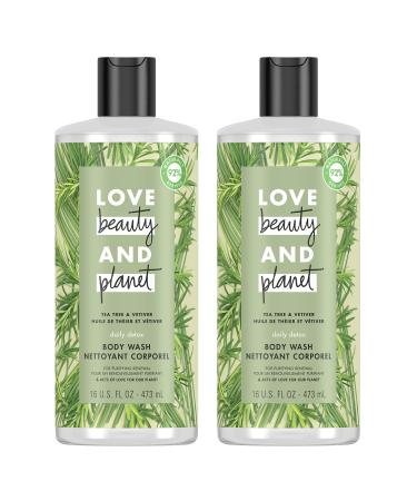 Love Beauty And Planet Body Wash Tea Tree & Vetiver 16 Ounce (Pack of 2)