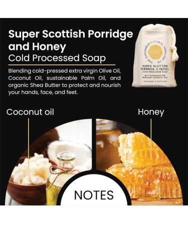 Scottish Porridge & Honey Cold Processed Soap | Luxury Vegan Soap Bar | Moisturising & Nourishing | Cruelty-Free Skincare | Edinburgh Brand | Hands Face & Feet Care - Buy Online on SooperMarket.com