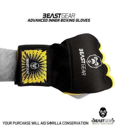 Beast Gear Pro Boxing Inner Gloves - High-Quality Gel Gloves for MMA & Martial Arts - Black/Yellow L - Buy Online on SooperMarket.com