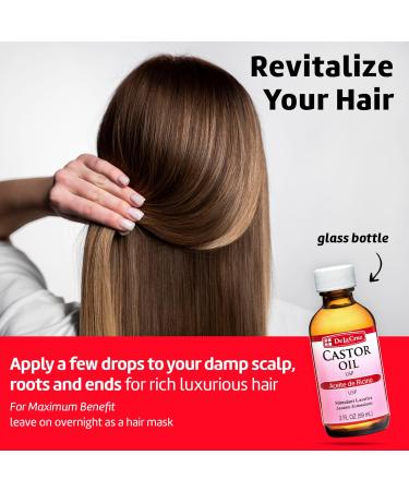 De La Cruz Castor Oil - 100% Pure USP Grade for Hair Skin Eyelashes & Eyebrows - 3 Glass Bottles (2 FL Oz - Buy Online on SooperMarket.com