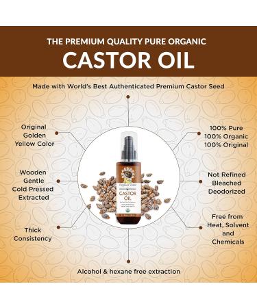 Organic Veda Pure Castor Oil - 100% Organic Cold Pressed Virgin Oil for Hair Skin Eyebrows & Nails - No Additives - 100 mL - Buy Online on SooperMarket.com