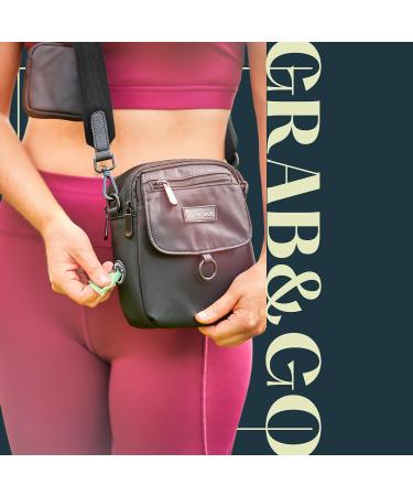 Purrfects Dog Walking Bag Crossbody | Black Waterproof Dog Treat Pouch with Poop Bag Dispenser - Durable & Convenient for Training - Buy Online on SooperMarket.com