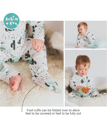 100% Cotton Two-Way Zipper Baby Sleepsuit 3-6 Months - Unisex Footless Romper with Double Zip, Fold Over Cuffs - Teepee Design - Buy Online on SooperMarket.com