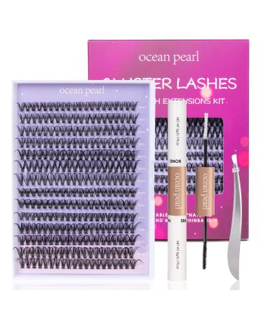 DIY Lash Extension Kit 280pcs Individual Lashes with Lash Bond and Seal Tweezers 30+40D 10-16mm Mix C/CC/D Curl Cluster Lashes Soft Light Eyelash Extension Kit at Home (30+40D-0.07-10-16MIX KIT) 280 clusters kit - 30D+40D