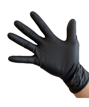 KingSeal UltraBlack-3D Nitrile Exam Gloves Medical Grade 6 MIL Diamond-Texture Grip Various Sizes and Packs (100 Count) 1 Large