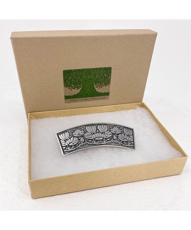 Water Lily Hand Crafted Metal Barrette | Medium 70mm Clip | Made in USA by Oberon Design - Buy Online on SooperMarket.com