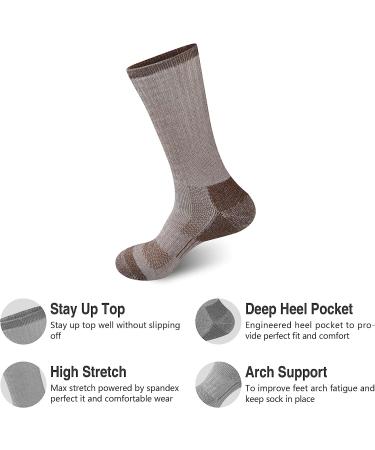 GKX Men's Merino Wool Moisture Wicking Crew Socks - Camel, Size 6-12 | Ideal for Outdoor Hiking and Heavy Duty Work - Buy Online on SooperMarket.com