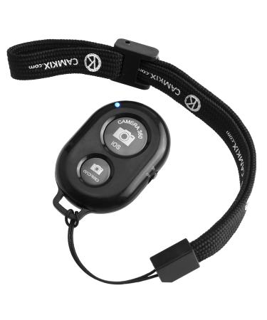 CamKix Wireless Bluetooth Camera Shutter Remote Control Clicker for Smartphones - Create Amazing Photos and Selfies - Compatible with All iOS and Android Devices with Bluetooth/Including Wrist Strap Black with Wrist strap