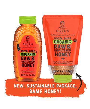 Nature Nate's 100% Pure Organic Raw Honey - 32 oz No-Drip Squeeze Pouches | USDA Certified, No Additives - Buy Online on SooperMarket.com